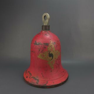 Antique Fire Engine Truck Wagon Bell with Red and Gold Paint 3