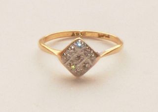 Rare Unusual Antique Art Deco 18ct Gold & Platinum Pave Set Diamond Ring
