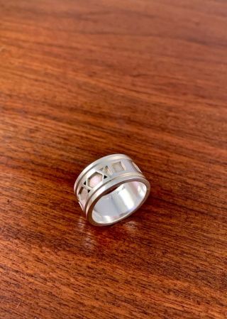 Large Tiffany & Co Sterling Silver Italy Atlas Wide Band Ring 1995: Size 11.  25