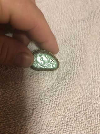 Vintage Chinese Sterling Silver Filigree Carved Jadeite Jade Brooch pin 2 2
