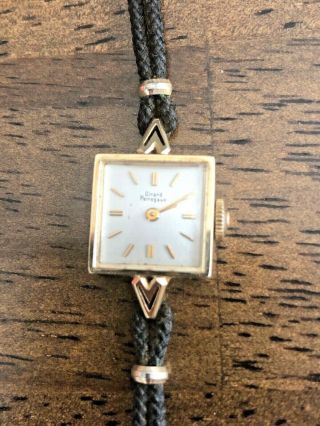 Girard Perregaux Vintage Ladies Wrist Watch 14kgold With Corded Band