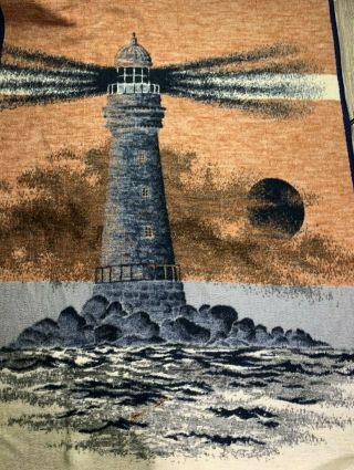Biederlack Of America Throw Blanket Lighthouse Reversible Night Moon 53 