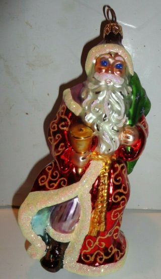Christopher Radko Santa With Bell Christmas Tree Ornament