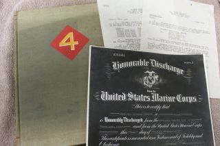U.  S.  4th Marine Division In Ww2 Hc Book 46 D Named W/marine 