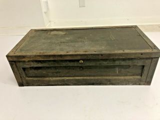 Vintage Wood Military Storage Chest Foot Locker Blacksmith Trunk Green Box Wwii