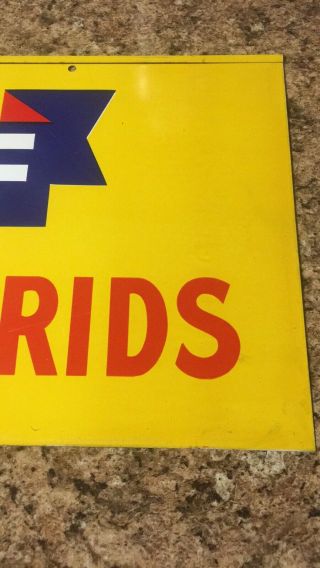 Laukhuf Hybrids Payne OH Vintage Metal Double Sided Advertising Sign 1950 ' s NOS 3