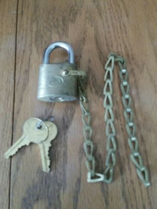 Vintage Bell System Padlock / With Keys And Fastened Chain. ,  81a Buzzer
