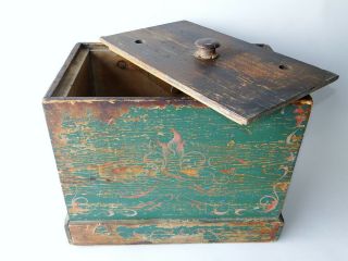 Antique Folk Art Painted Butter Churn Wooden Box