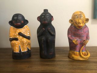 Vintage 1940’s Oaxacan Clay Monkey Mezcal Bottles