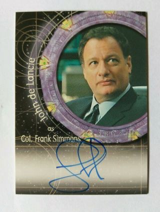 Stargate Sg - 1 Auto Autograph Trading Card A25 John Delancie As Col Frank Simmons