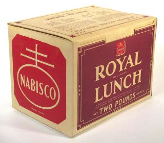 1930s 40s Scarce Vintage Nabisco Royal Lunch Crackers Box 2 Lbs.  Country Store