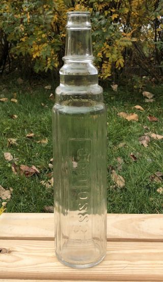 Vintage 30’s 100 ESSOLUBE Motor Oil Gas Station Quart Glass Bottle 2