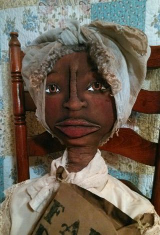 Large Primitive Black Folk Art Doll Willadeene 56 Inches Tall Ooak