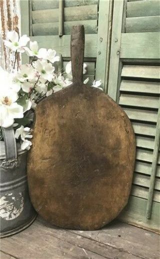Vintage Turkish Round Wooden Bread Board,  Carved Cutting Board,  Cheese Board D