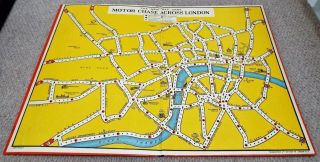 Geographia Board Game Vintage 1930s Motor Chase Across London Map Game