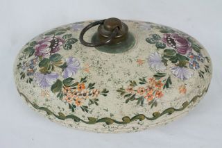Vintage Hand Painted Floral Design Brass Hot Water Foot Bed Pillow Warmer Rare