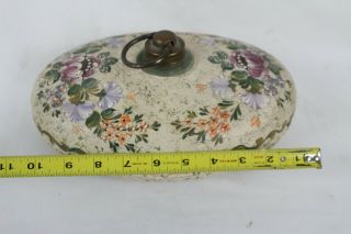 Vintage Hand Painted Floral Design Brass Hot Water Foot Bed Pillow Warmer Rare 2