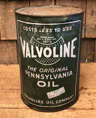 Vintage Valvoline Pennsylvania Motor Oil Auto Engine Gas Station 5 Qt Can Sign