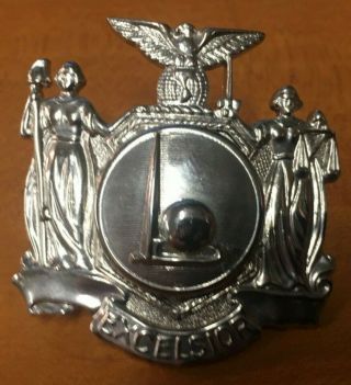 1939 York World’s Fair Police Hat Badge With Chrome Patina