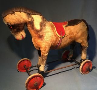 Antique Steiff?? Horse On Wheels,  Made Before Wwii,