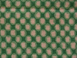 Vtg Feedsack Fabric,  Bright Green With Light Green Circles With White Inside