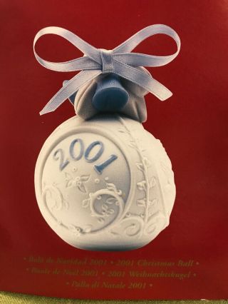 Lladró 2001 Porcelain Christmas Ball With Box And Paperwork