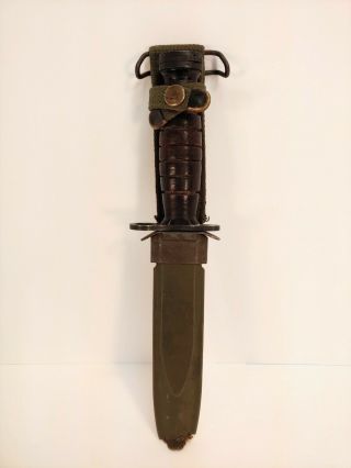 Vintage Wwii Us Military Fighting Trench Knife And M8ai Scabbard - Rare