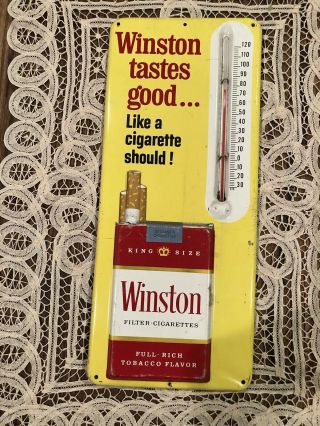 Vintage Winston Cigarette Wall Thermometer -