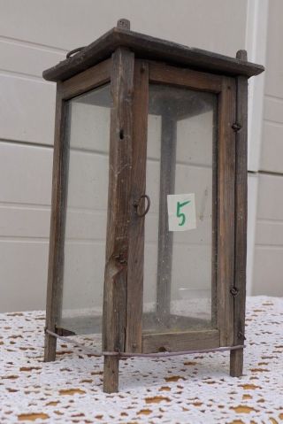 5 Primitive Old Wood Lantern,  Barn Lantern,  Antique Candle Lantern,  19th Cent.
