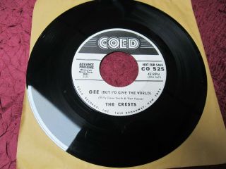 1960 THE CRESTS,  RARE PROMO 45 Step By Step,  Gee,  COED 3