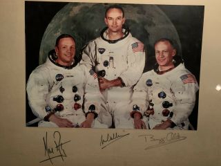 Vintage Apollo 11 Crew Autographs Of Neil Armstrong Buzz Aldrin & Michael Collin