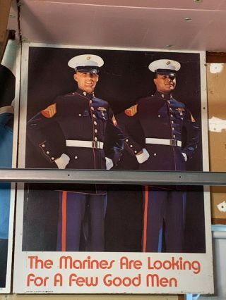 Vintage Vietnam War Era Us Marine Corps Military Metal Recruiting Poster 1971
