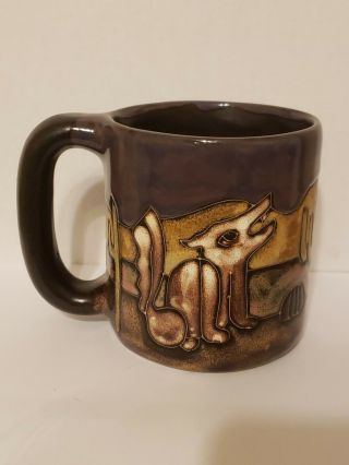 Mara Mexico Pottery Mug Coyote Wolf Handmade Stoneware Mug Round