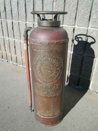 Rare Antique 1872 Patd Goodyear Rubber Co Gold Seal Copper Fire Extinguisher 24 "