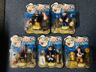 Popeye The Sailorman 2001 Set Of 5 By Mezco Wimpy - Olive Oyl - Bluto In Pkgs