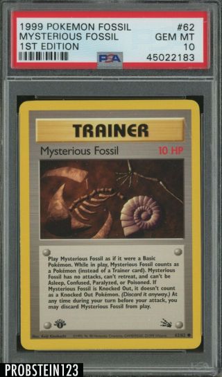 1999 Pokemon Fossil First Edition 62 Mysterious Fossil Psa 10 Gem Mt