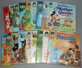 18 Vintage Disney Read Along Books & Records Peter Pan,  Cinderella,  Wizard Of Oz
