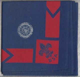 H952 Bsa Oa Scouts - 1935 National Jamboree Blue Leaders Neckerchief Full Square