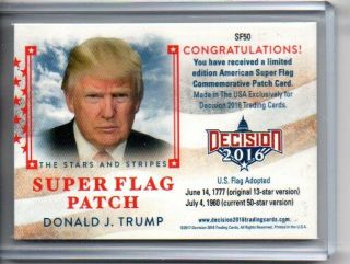 2019 BENCHWARMER 25 YEARS DECISION 2016 DONALD TRUMP FLAG PATCH BLACK GOLD 2