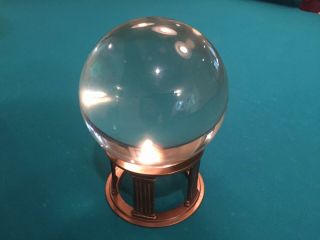 Vintage Fortune Teller Crystal Ball With Brass Stand - -
