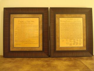 Framed The Bill Of Rights & Declaration Of Independence Printed Parchment Paper