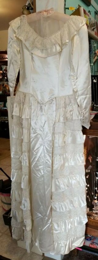2 Vintage Satin & Lace Wedding Dresses Yards Material 4 Sewing Project