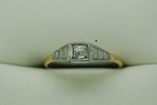 Art Deco 18ct Gold Platinum And Diamond Ring - Size J
