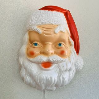 Vintage General Foam Plastics Blow Mold Santa Claus Face Head 17” Wall Hanging