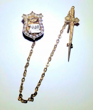 Phi Delta Theta Fraternity Pin With Pearls From Early 20th Century