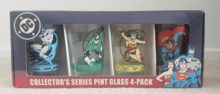 Rare Vintage Dc Comics Batman Collectors Series Pint Glass 4 Pack Made In Usa