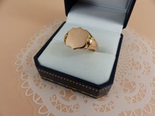 Antique 9ct Rose Gold Shield Signet Ring 1918 Size 