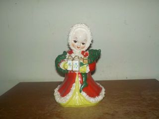 Vintage 1950s Rare Kreiss Christmas Ceramic Mrs Santa Spaghetti Figure Sconce