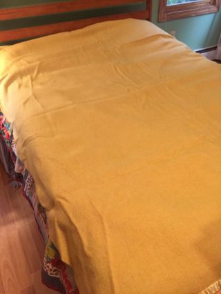Vintage North Star Wool Blanket Yellow Gold 80x68