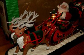 Vintage Holiday Creations Animated Musical Santa with Reindeer and Sleigh - Box 2